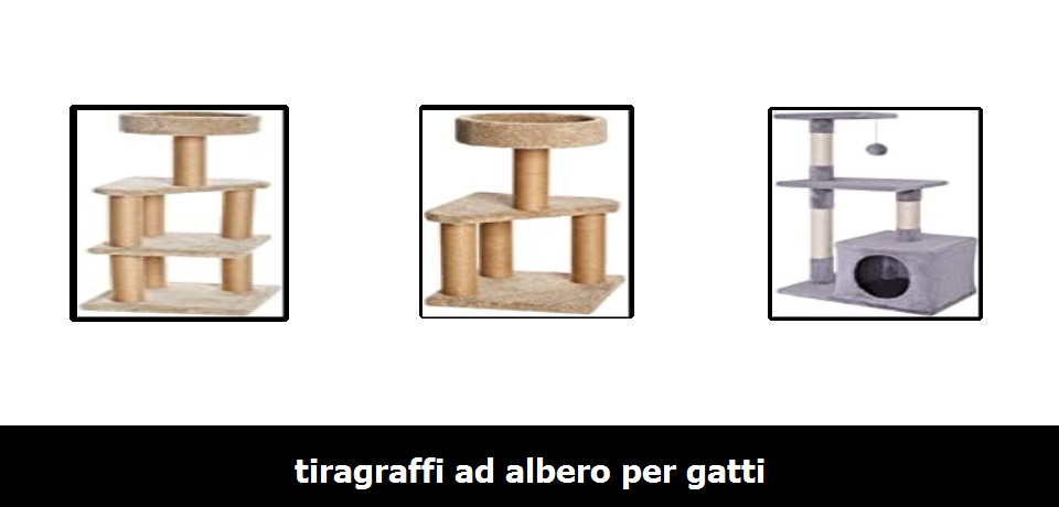 Tiragraffi di design con tronchi naturali con colonna tiragraffi rivestita in iuta e pallina da gioco.
